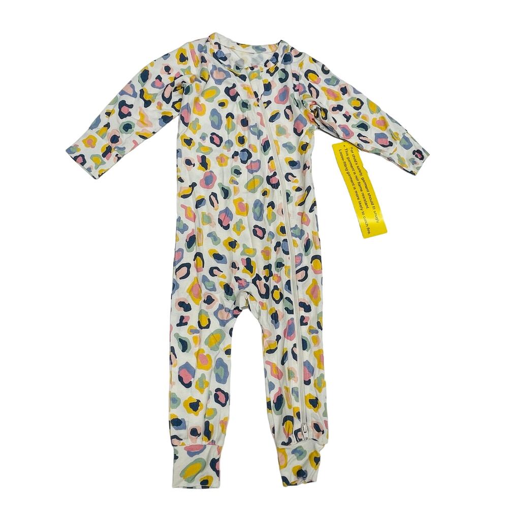NWT Pink Chicken 12/18M Multi Leopard Bamboo Romper Pajamas